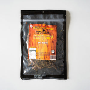 The packing of Dill Pickle Brisket Beef Jerky