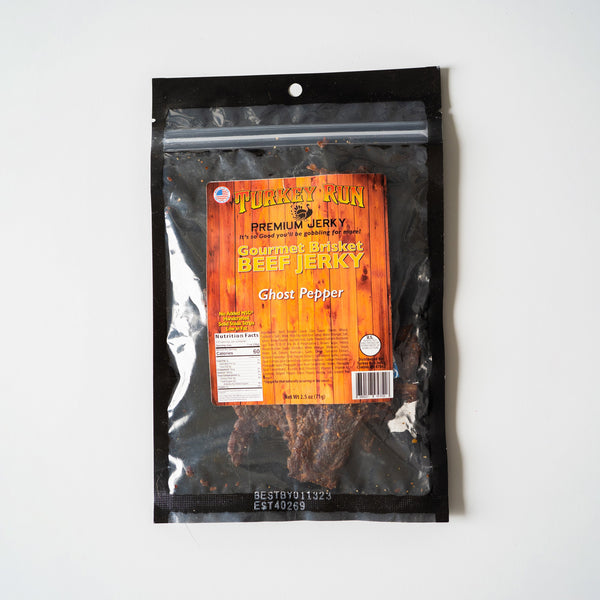 The front packaging of Brisket Beef Jerky Ghost Pepper flavor