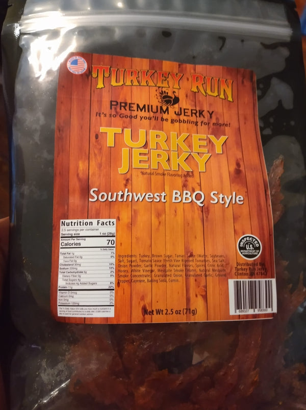 Packaging of Southwest BBQ Style Turkey Jerky